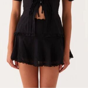 Peppermayo Black Lace-Trim Mini